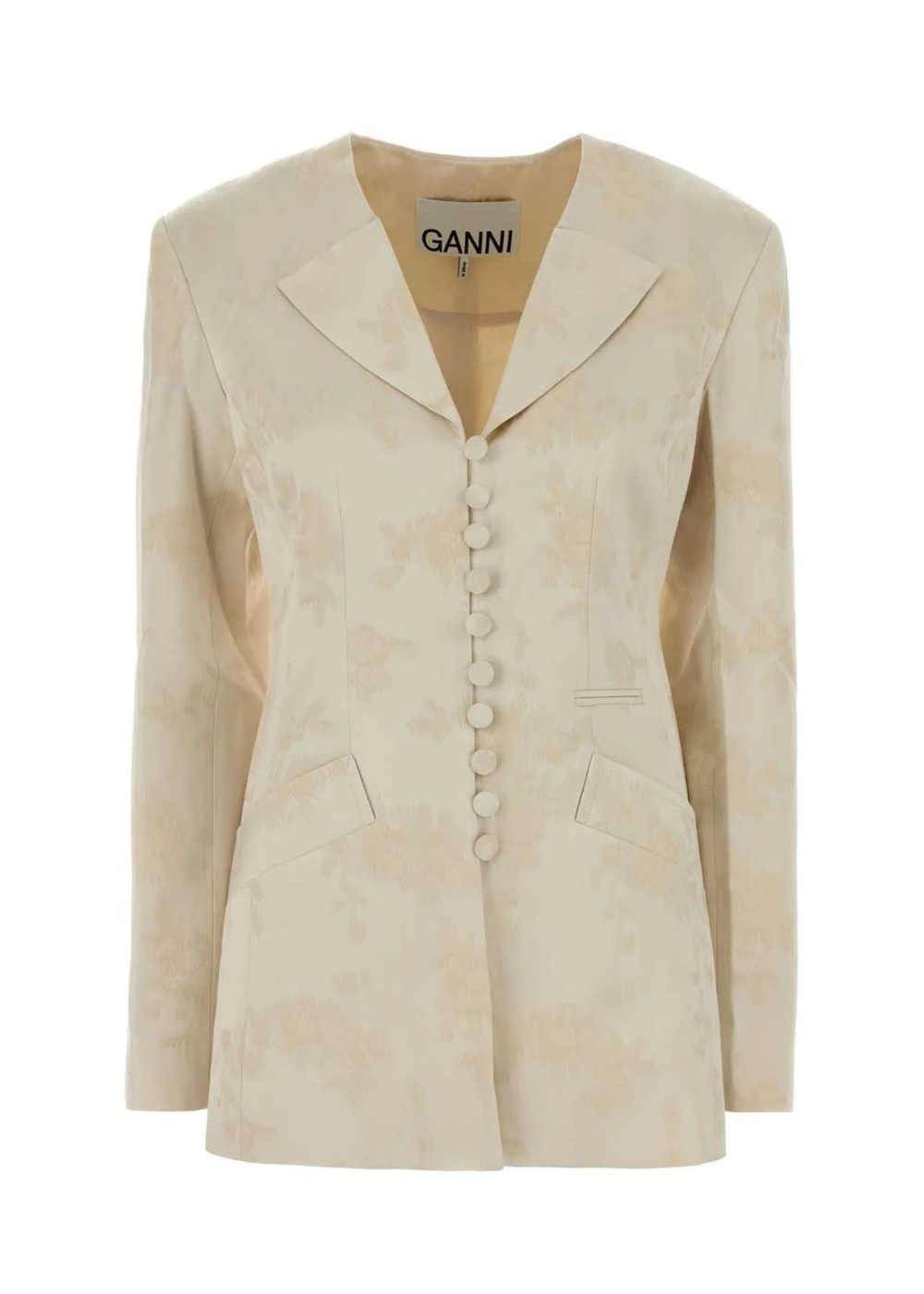 Sateen Jacquard Long Button Blazer