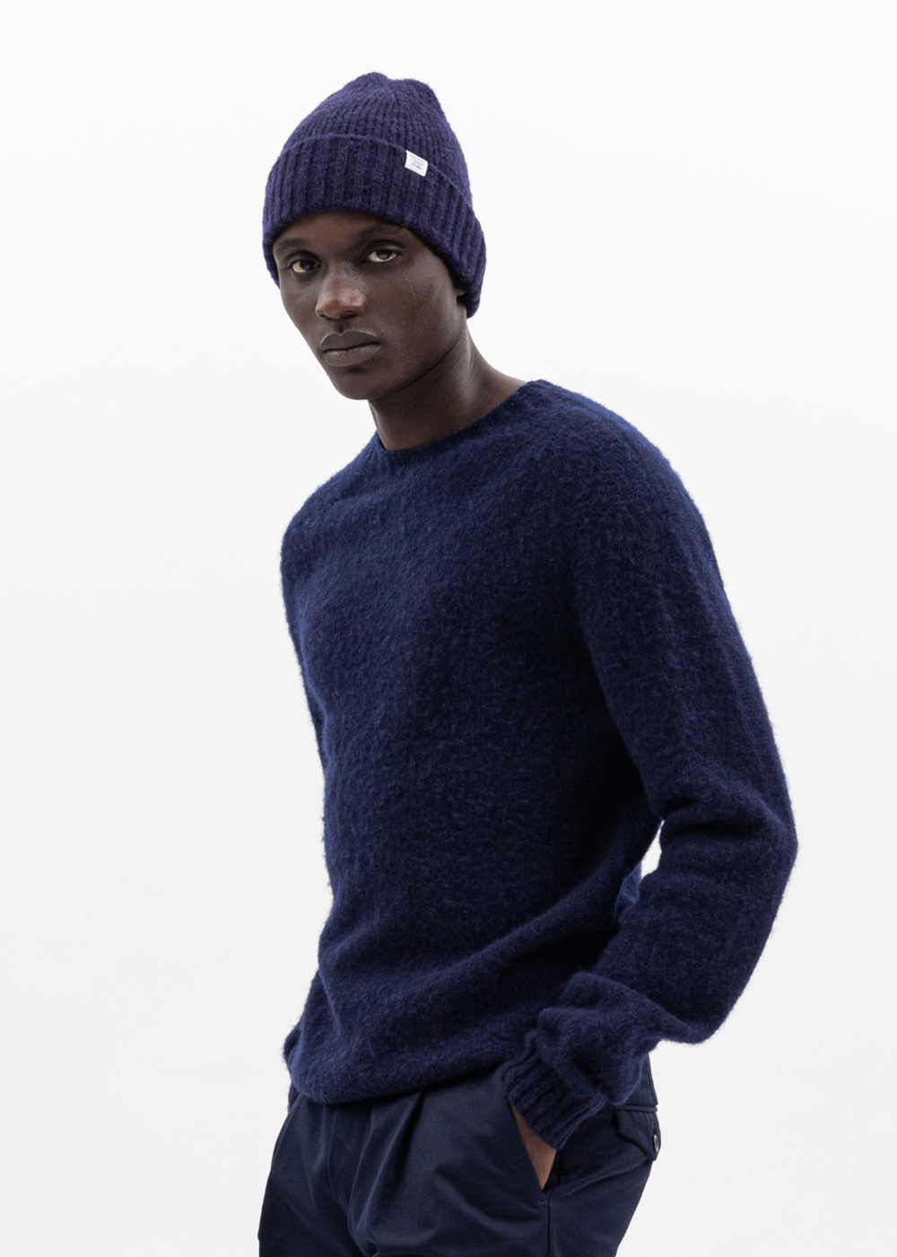 Birnir Brushed Lambswool Sweater - Dark Navy - Norse Projects Canada - Danali