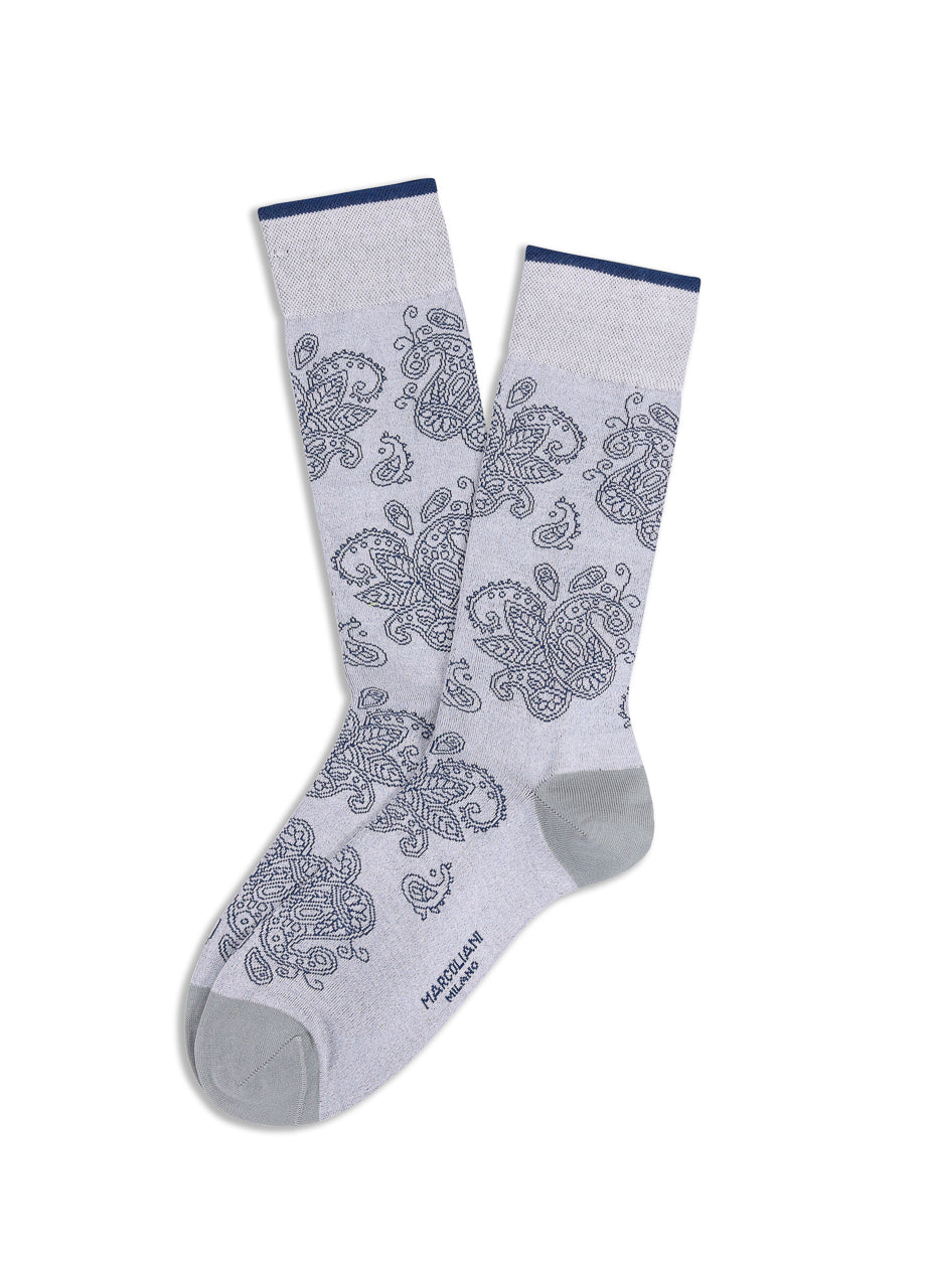 Modal Madras Paisley Socks - Ice Grey - Marcoliani Canada - Danali