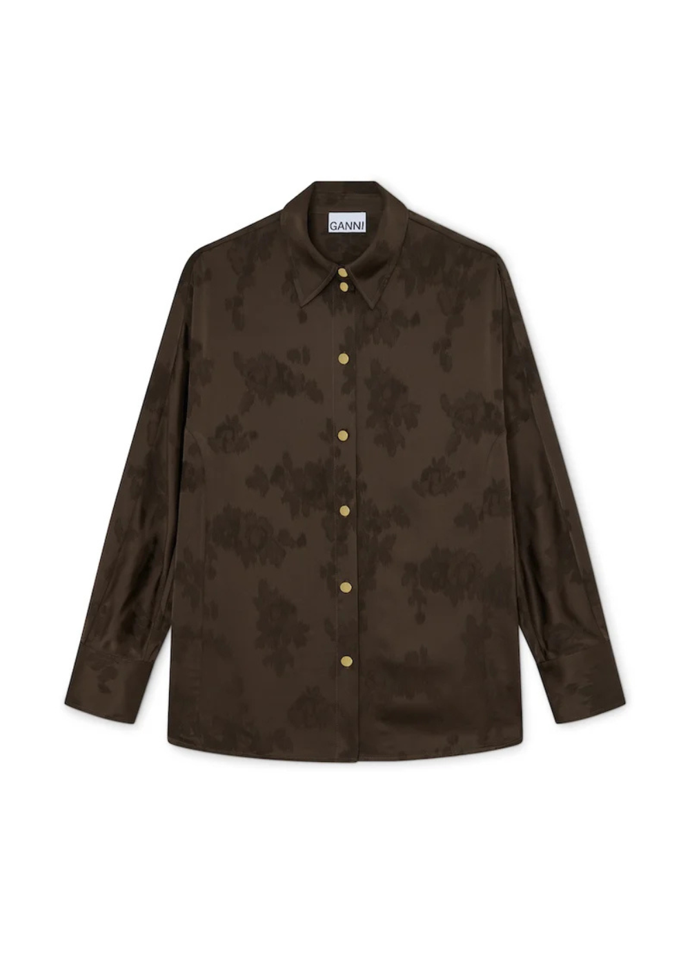 Fluid Satin Jacquard Long Sleeve Shirt
