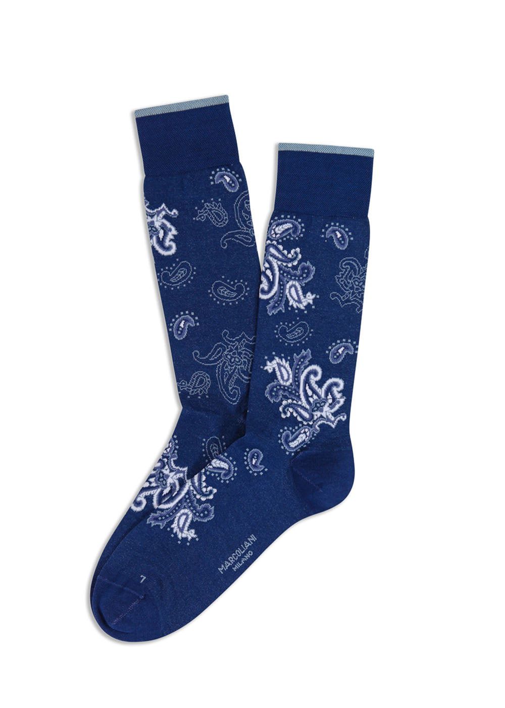 Pima Cotton Jali Paisley Socks - Dark denim blue - Marcoliani Canada - Danali