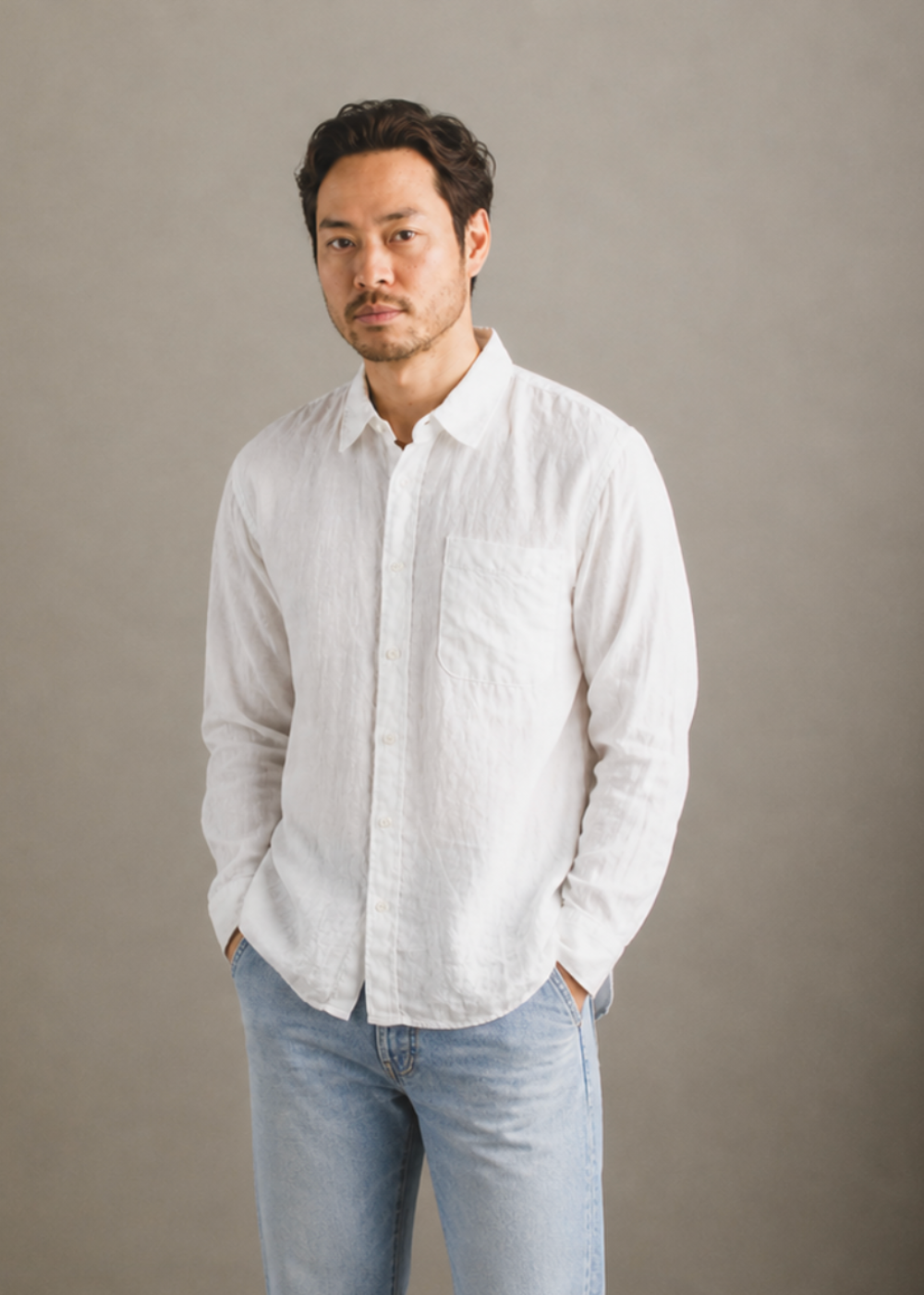 Relaxed Fit Linen Long Sleeve Shirt