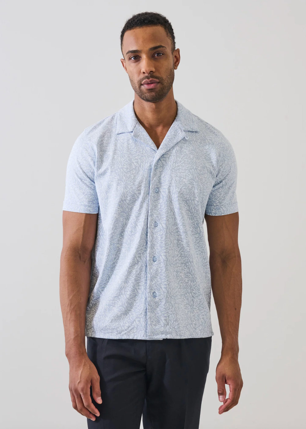 Tropical Floral Print Camp Collar SS Shirt