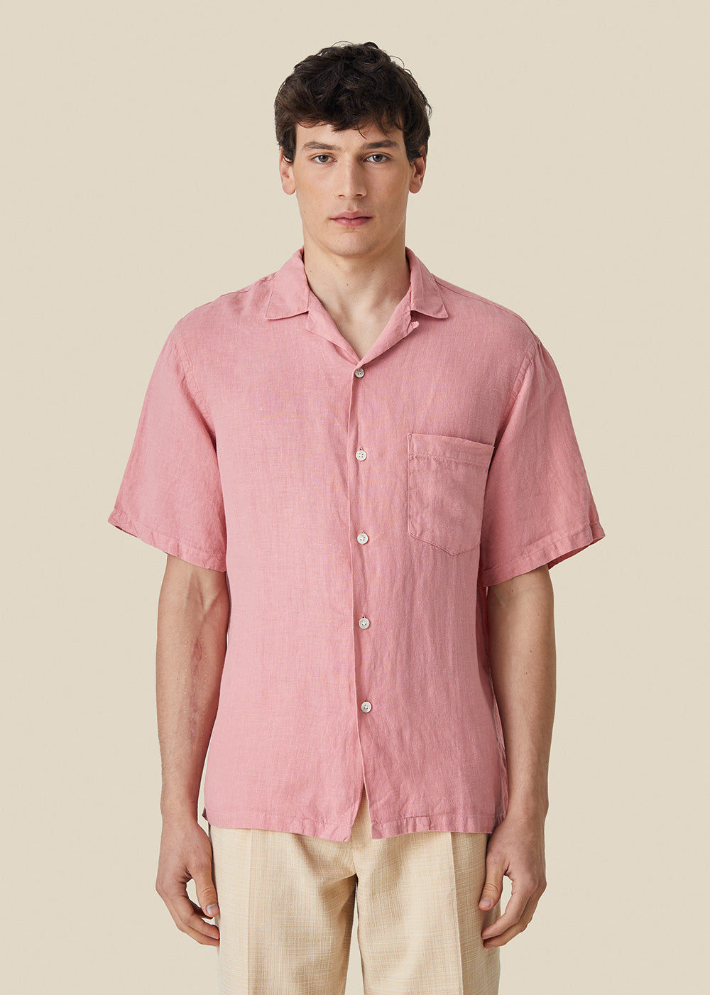 Linen Camp Collar Shirt - Rose - Portuguese Flannel Canada - Danali