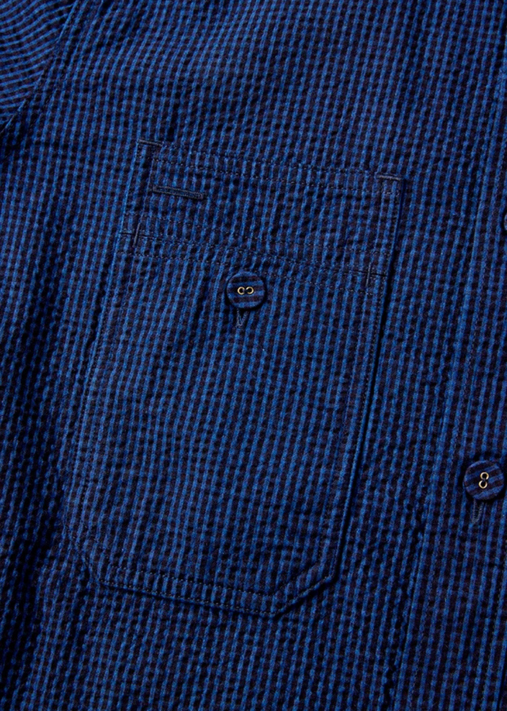 Seersucker Dark x Light Indigo Check Shirt