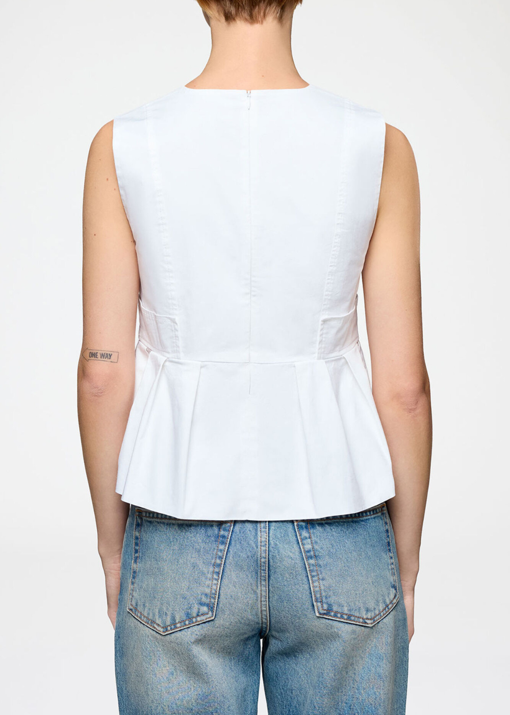 Stretch Cotton V-neck Pocket Blouse