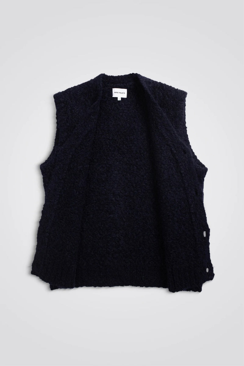 August Flame Alpaca Cardigan Vest - Norse Projects - Danali - N45-0590-Navy-S