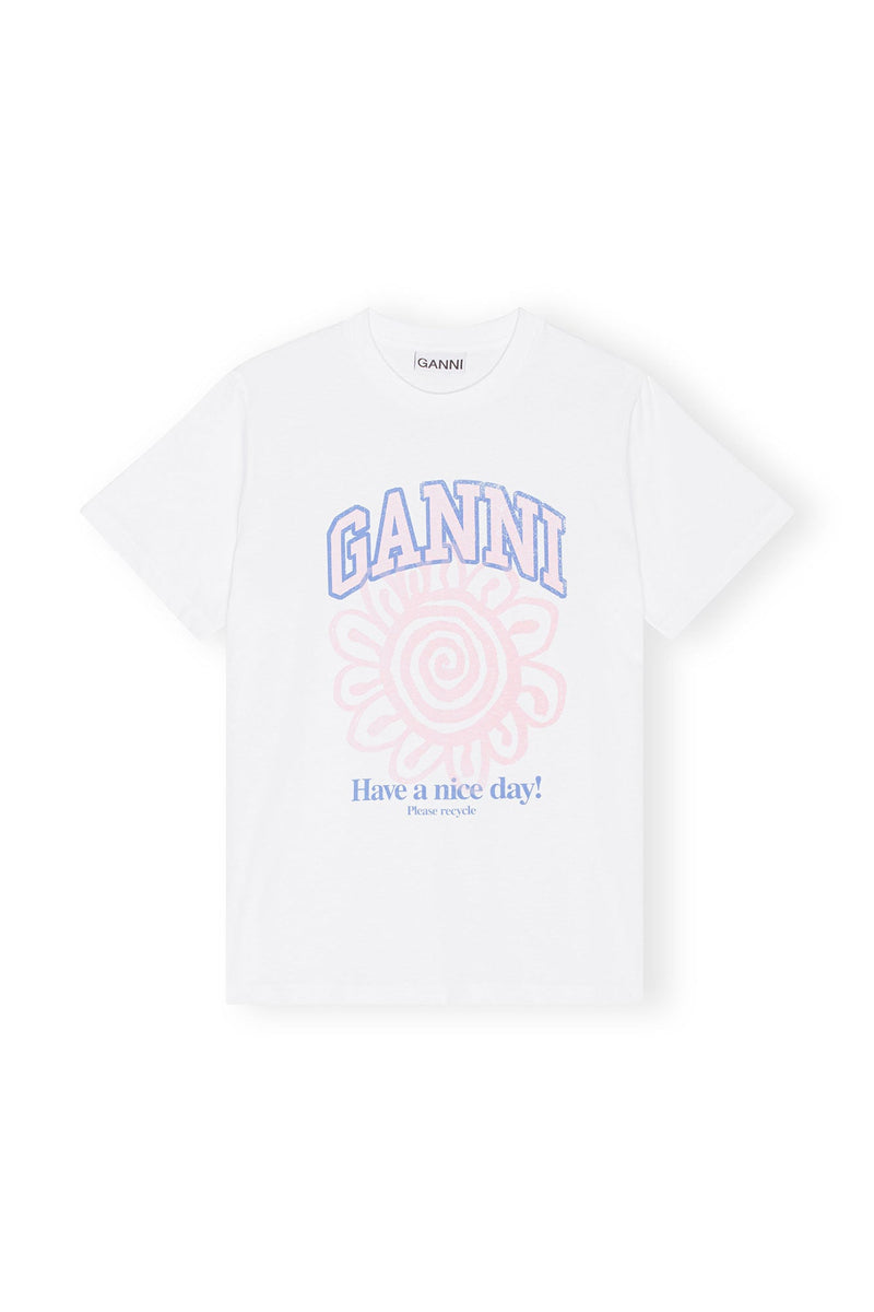 Basic Jersey Flower Relaxed T-Shirt - Ganni - Danali - T3716-151-XS
