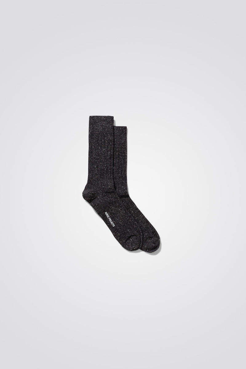 Bjarki Neps Wool Rib Sock - Norse Projects - Danali - N82-0008-Charcoal
