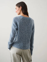 Cashmere Air Plush V-Neck Sweater - White + Warren - Danali - 20417-BlueMarl-XS