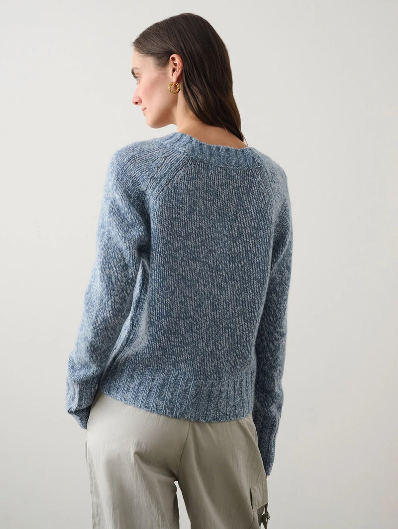 Cashmere Air Plush V-Neck Sweater - White + Warren - Danali - 20417-BlueMarl-XS