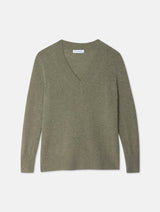 Cashmere Easy V-Neck Sweater - White + Warren - Danali - 20303-LeafHeather-XS