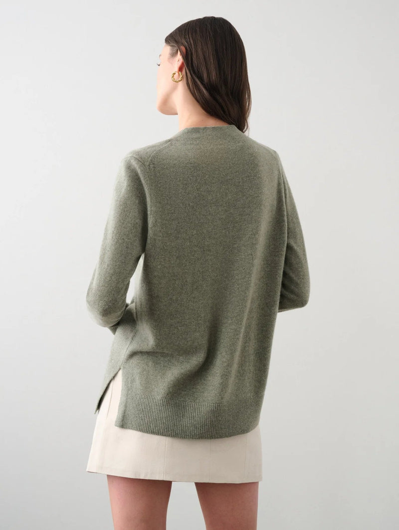 Cashmere Easy V-Neck Sweater - White + Warren - Danali - 20303-LeafHeather-XS