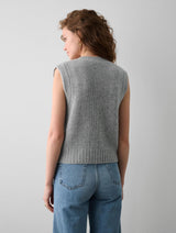 Cashmere Plush Button Vest - White + Warren - Danali - 20424-GreyHeather-S