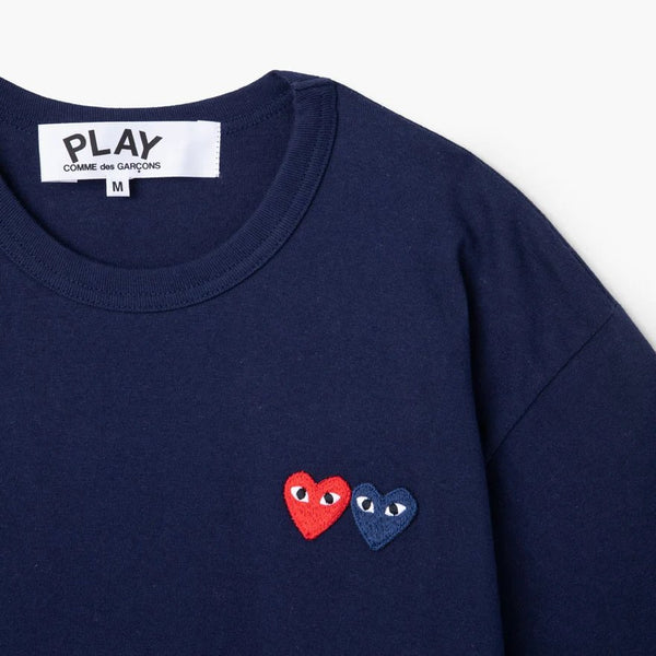 Comme des Garçons Play Double Heart T-Shirt - Comme Des Garçons Play - Danali - P1T226-Navy-M