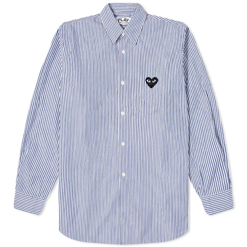 Comme des Garçons Play Heart Patch Striped Shirt - Comme Des Garçons Play - Danali - P1B018-Blue-M