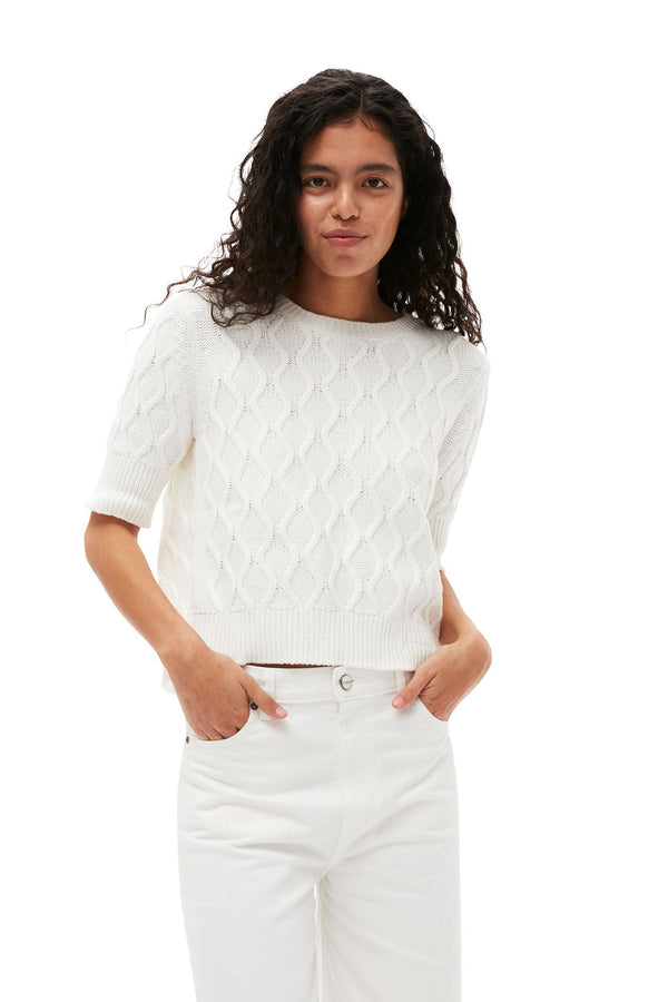 Cotton Cable Open Back Top - Ganni - Danali - K1920-151-XS