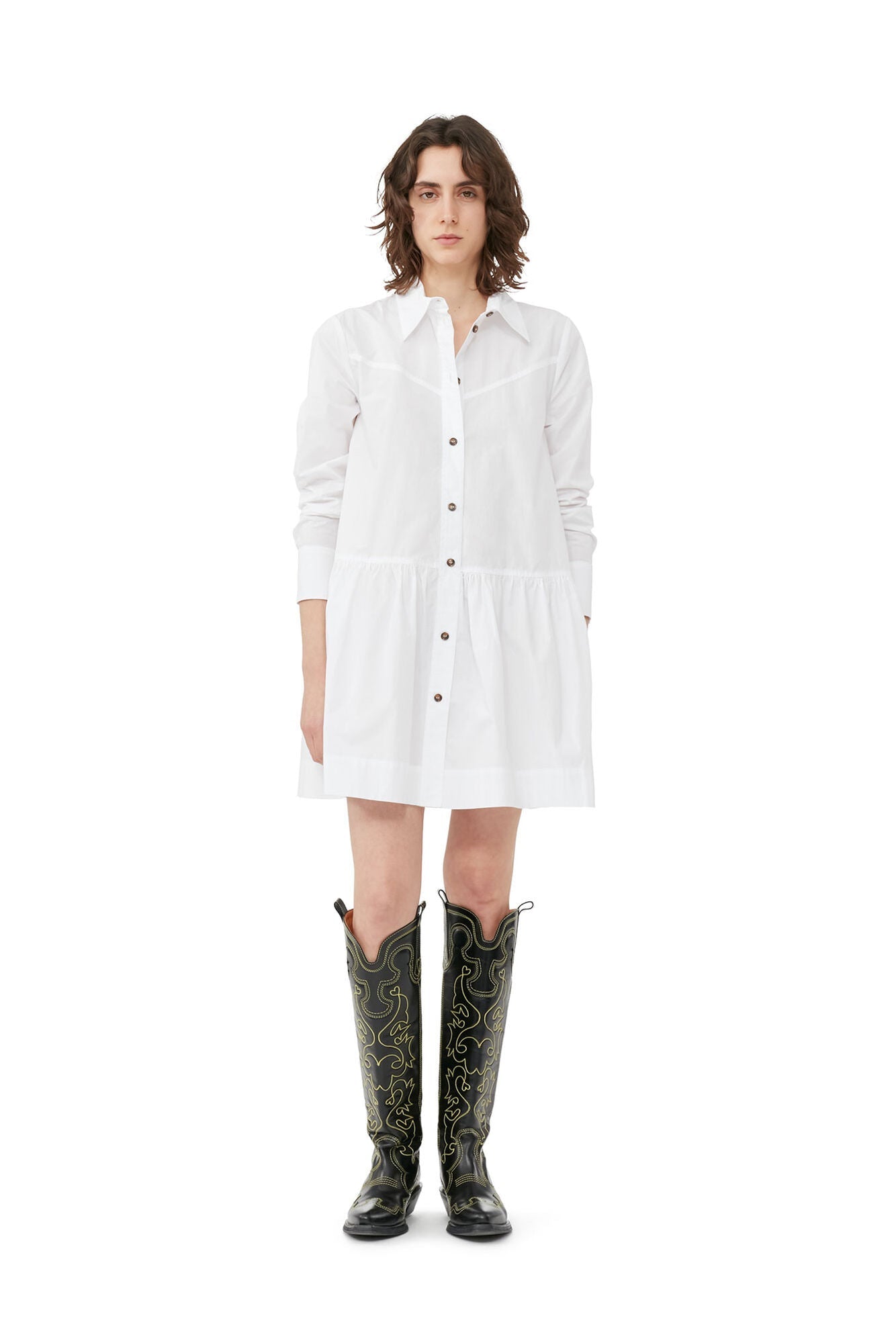 Cotton Poplin Mini Shirt Dress - Ganni - Danali - F8716-151-34