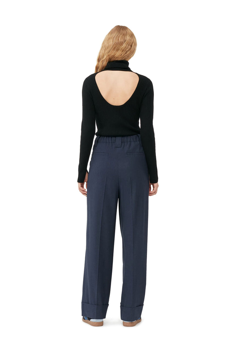 Drapey Melange High Waist Pants - Ganni - Danali - F8338-683-36