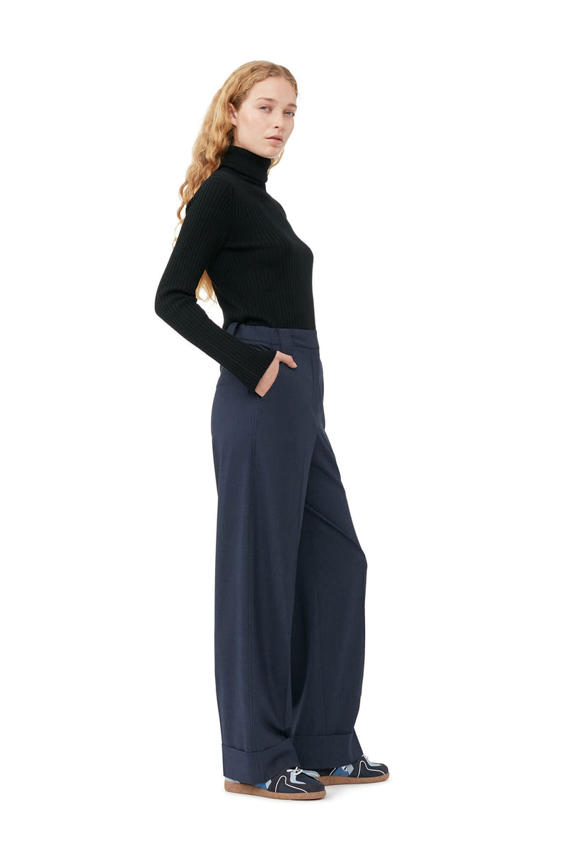Drapey Melange High Waist Pants - Ganni - Danali - F8338-683-36