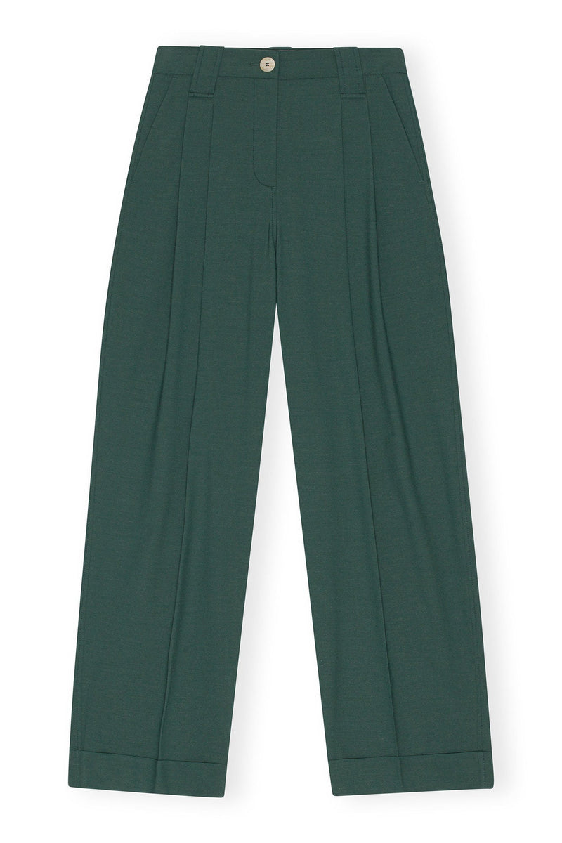 Drapey Melange Loose Mid Waist Pleat Pants - Ganni - Danali - F7888-519-34