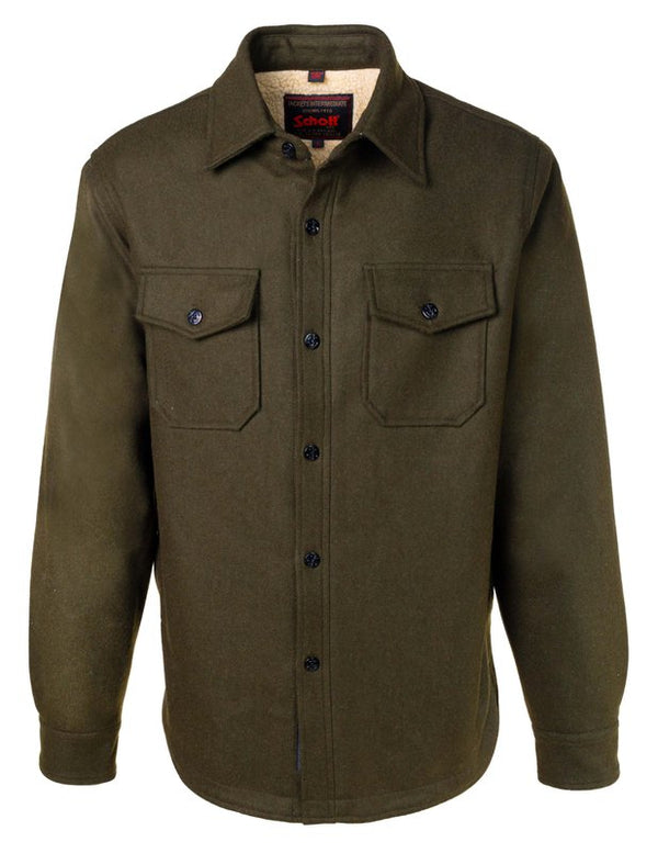 Faux Sherpa Lined CPO Shirt - Schott - Danali - 7116-Olive-M