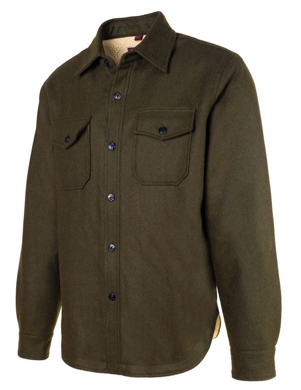 Faux Sherpa Lined CPO Shirt - Schott - Danali - 7116-Olive-M