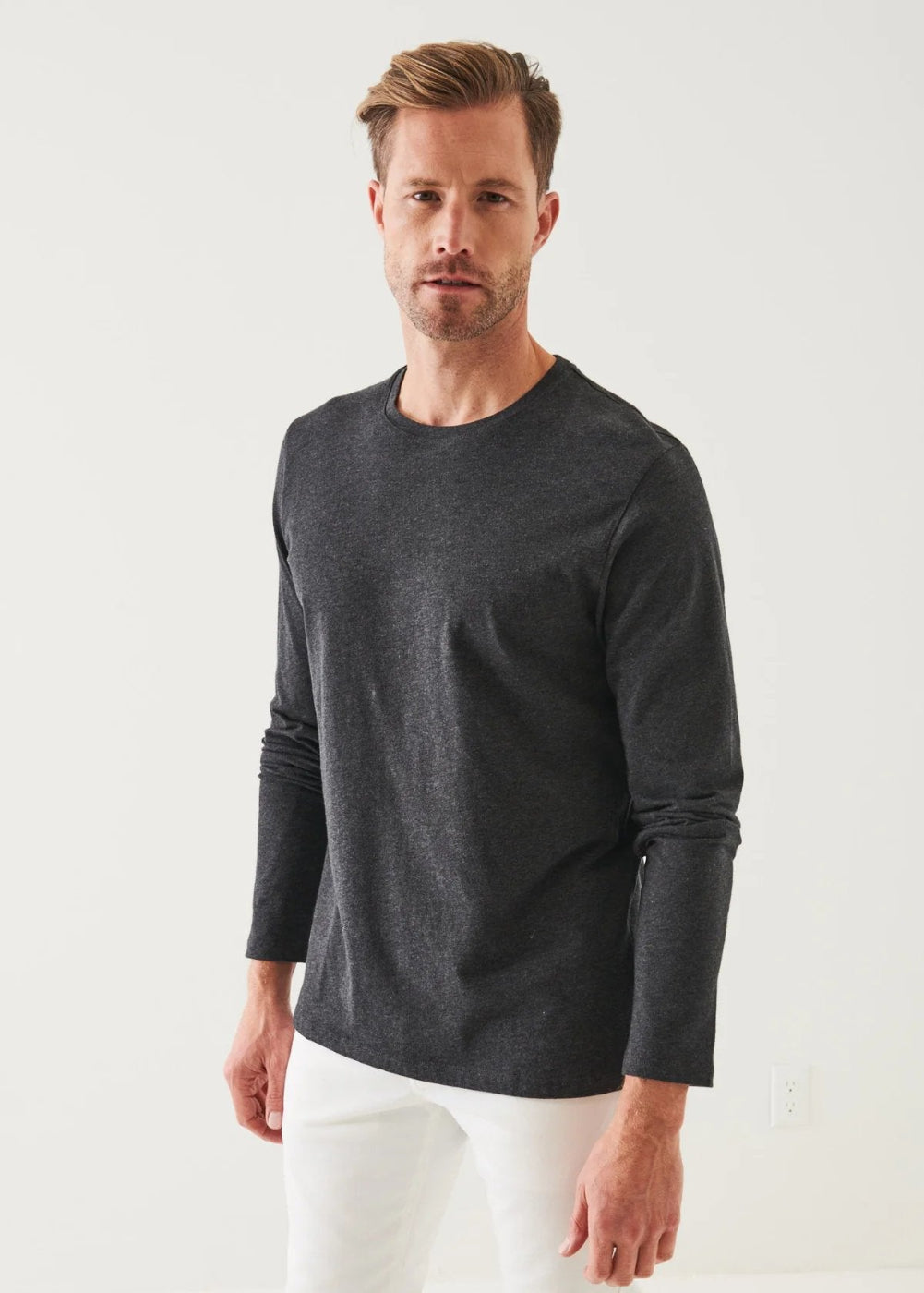 Iconic Crew Tee Long Sleeve - Patrick Assaraf - Danali - 99A08CL-PirateMelange-S