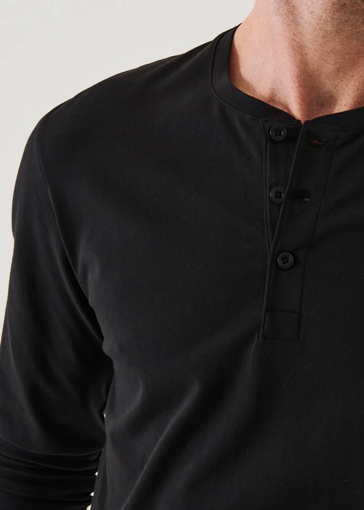 Long Sleeve Henley T-Shirt - Patrick Assaraf - Danali - 99A08HL-Black-S