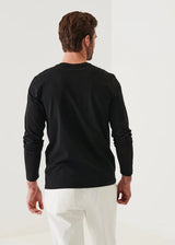 Long Sleeve Henley T-Shirt - Patrick Assaraf - Danali - 99A08HL-Black-S