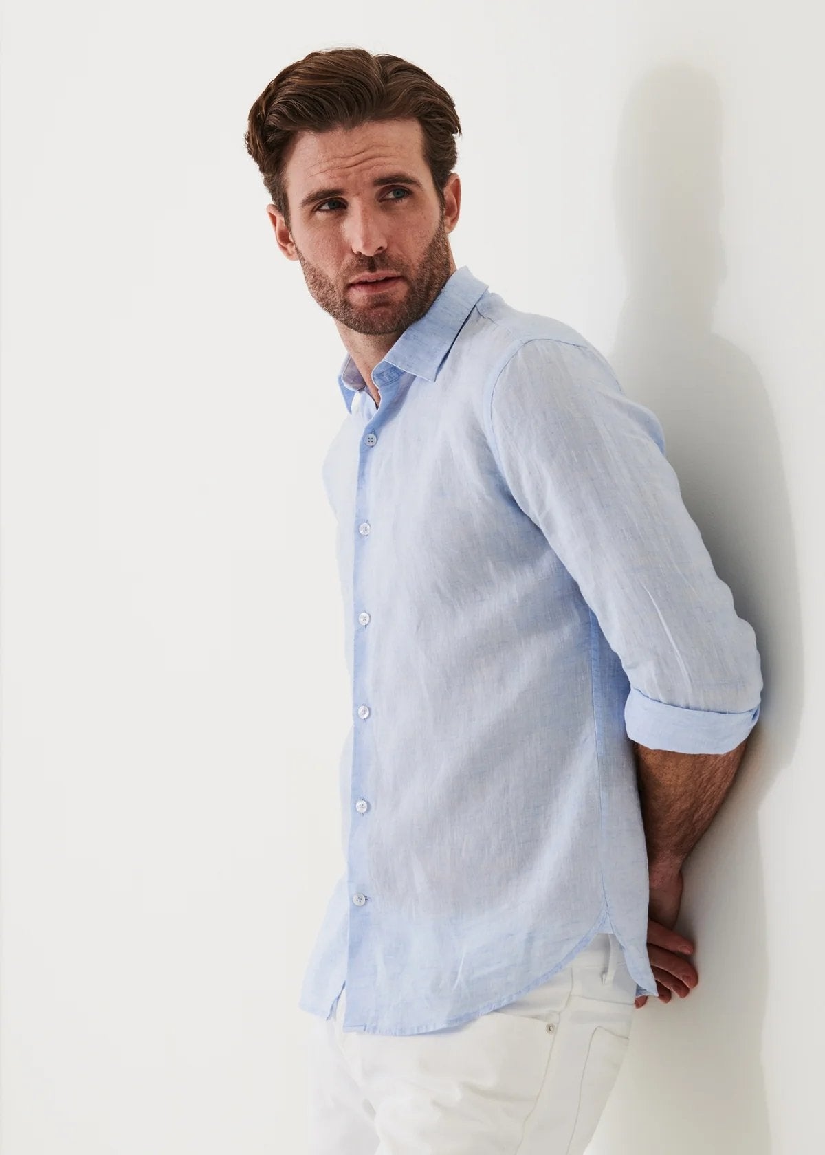 Long Sleeve Linen Chambray Shirt - Patrick Assaraf - Danali - P4301W21R-402-M