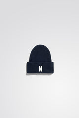 Merino Lambswool Rib N Logo Beanie - Norse Projects - Danali - N95-0953-Navy