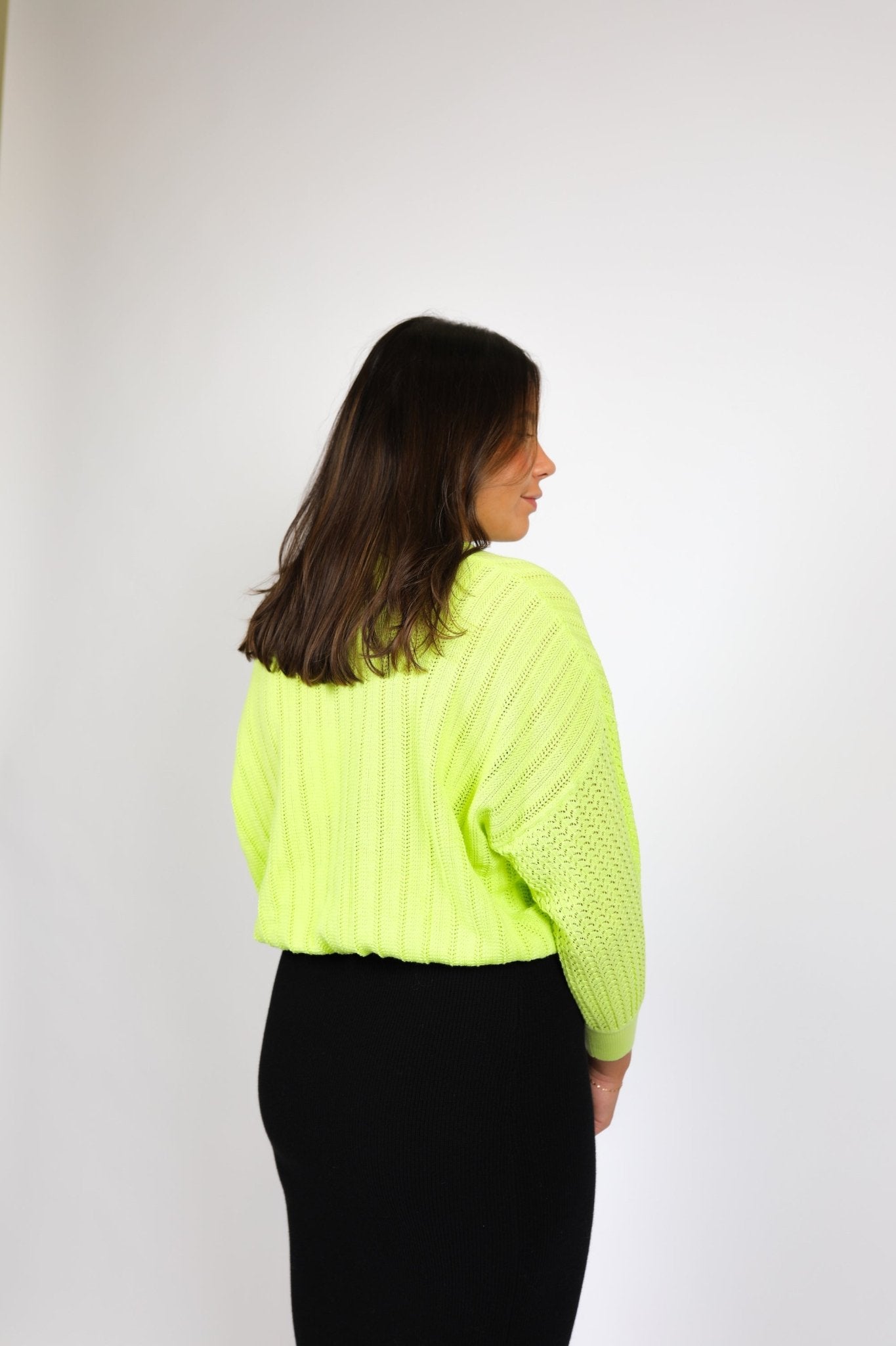 Oversized Mixed Pointelle V Neck Sweater - Autumn Cashmere - Danali - N13596-Glow-XS