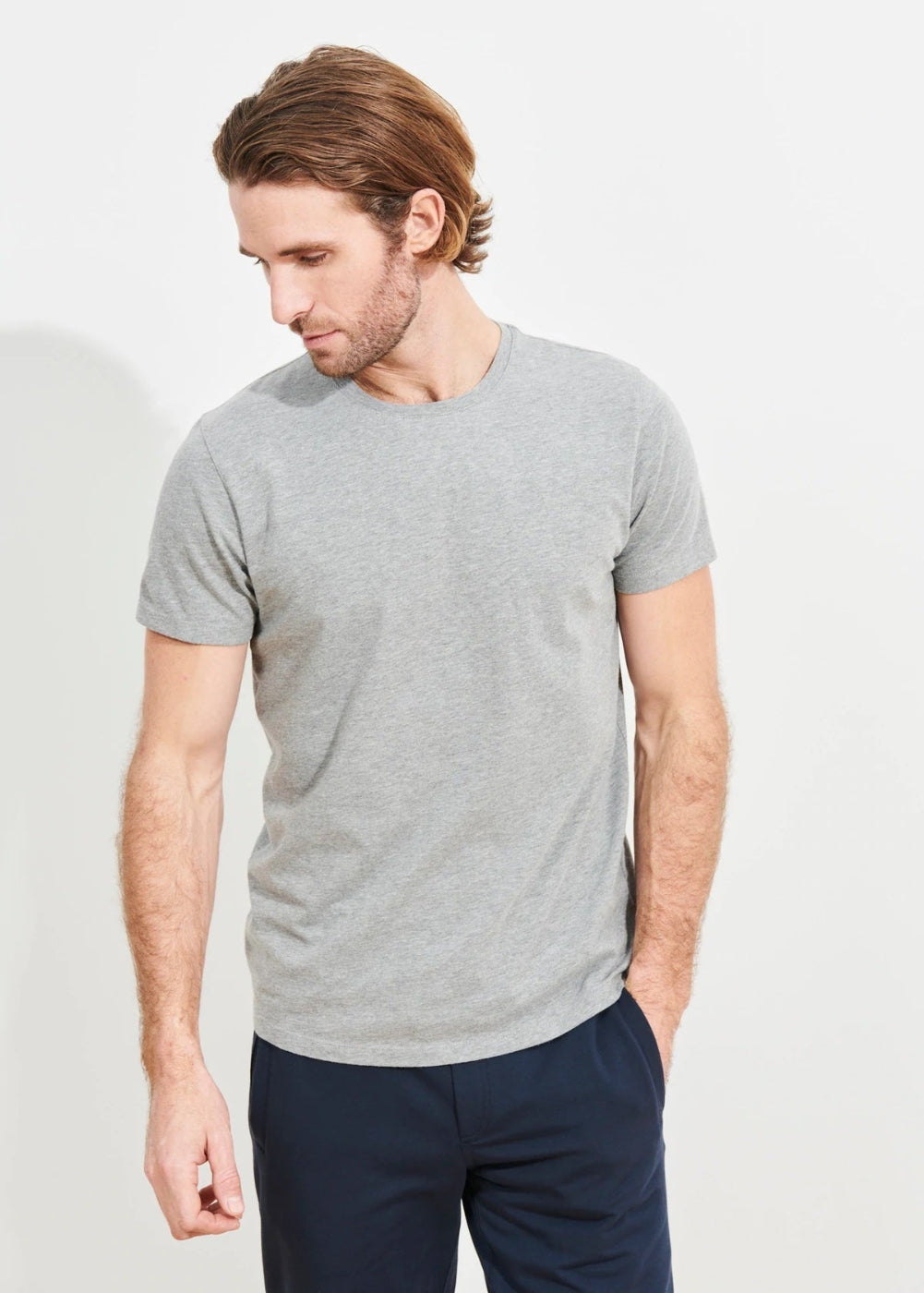 Pima Cotton Crew Tee - Patrick Assaraf - Danali - 99A08CB-MistMelange-S