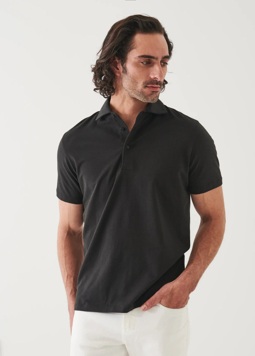 Pima Cotton Stretch Polo - Patrick Assaraf - Danali - P95P24-Black-M