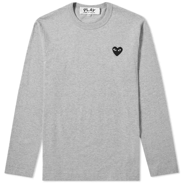 Play Black Heart Patch Long Sleeve T-Shirt - Comme Des Garçons - Danali - P1T122-Grey-M