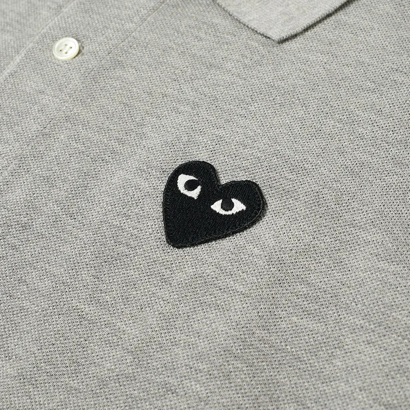 Play Black Heart Patch Polo Shirt - Comme Des Garçons - Danali - P1T078-Grey-M