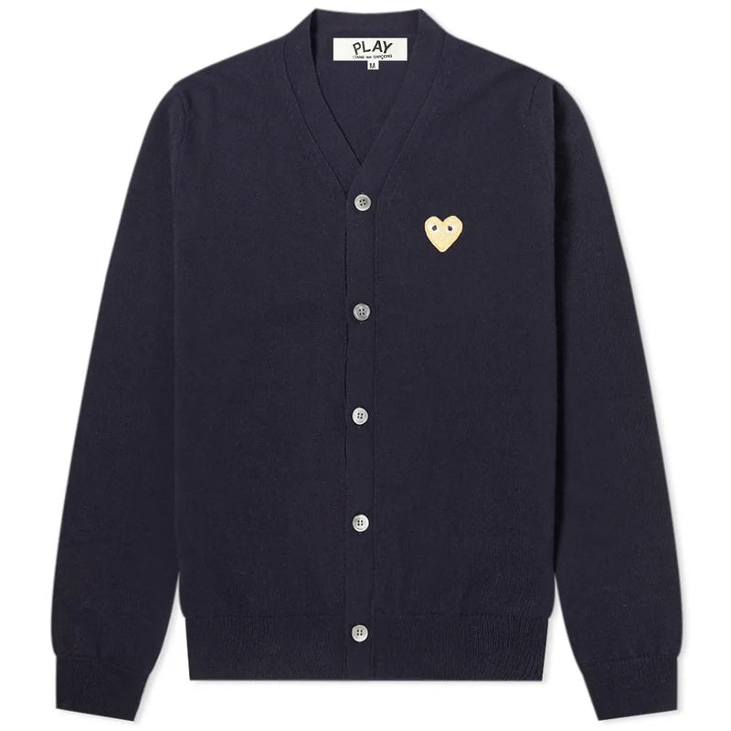 Play Gold Heart Patch Cardigan - Comme Des Garçons - Danali - P1N050-Navy-M