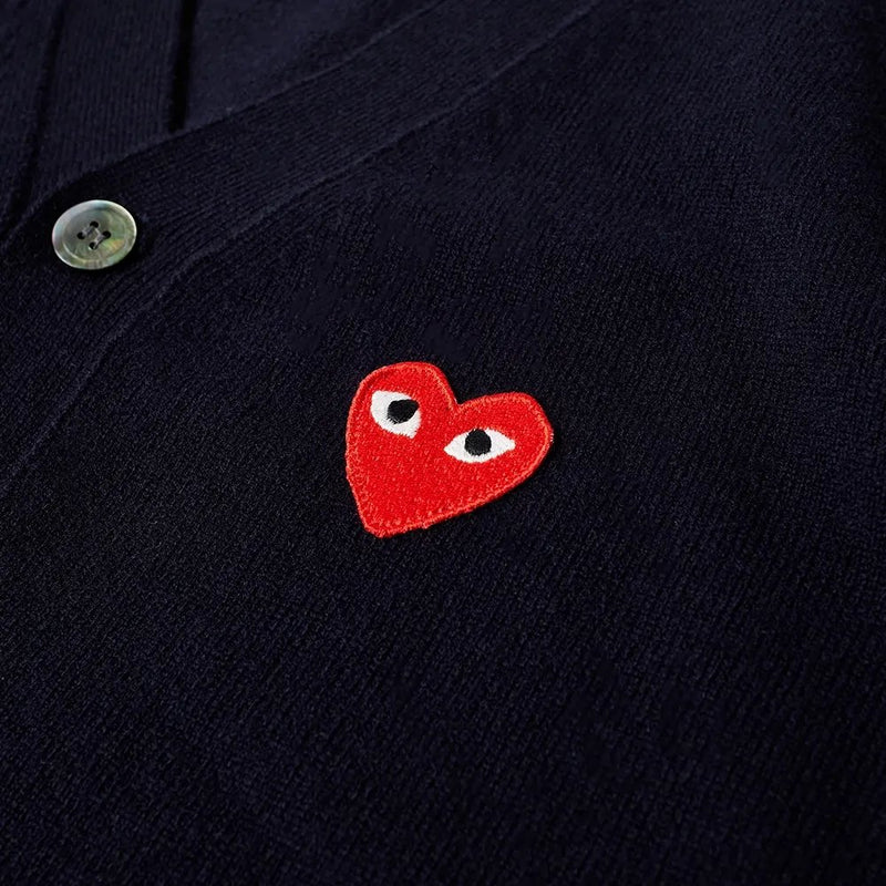 Play Red Heart Patch Cardigan - Comme Des Garçons - Danali - P1N008-Navy-M