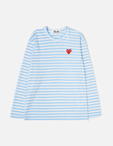 Play Red Heart Patch Striped T-Shirt - Comme Des Garçons - Danali - P1T278-Blue-M