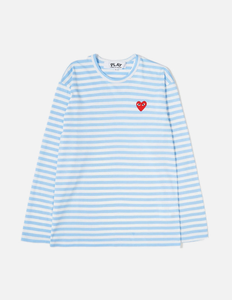 Play Red Heart Patch Striped T-Shirt - Comme Des Garçons - Danali - P1T278-Blue-M