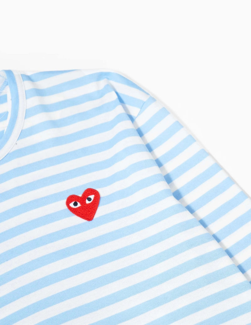 Play Red Heart Patch Striped T-Shirt - Comme Des Garçons - Danali - P1T278-Blue-M