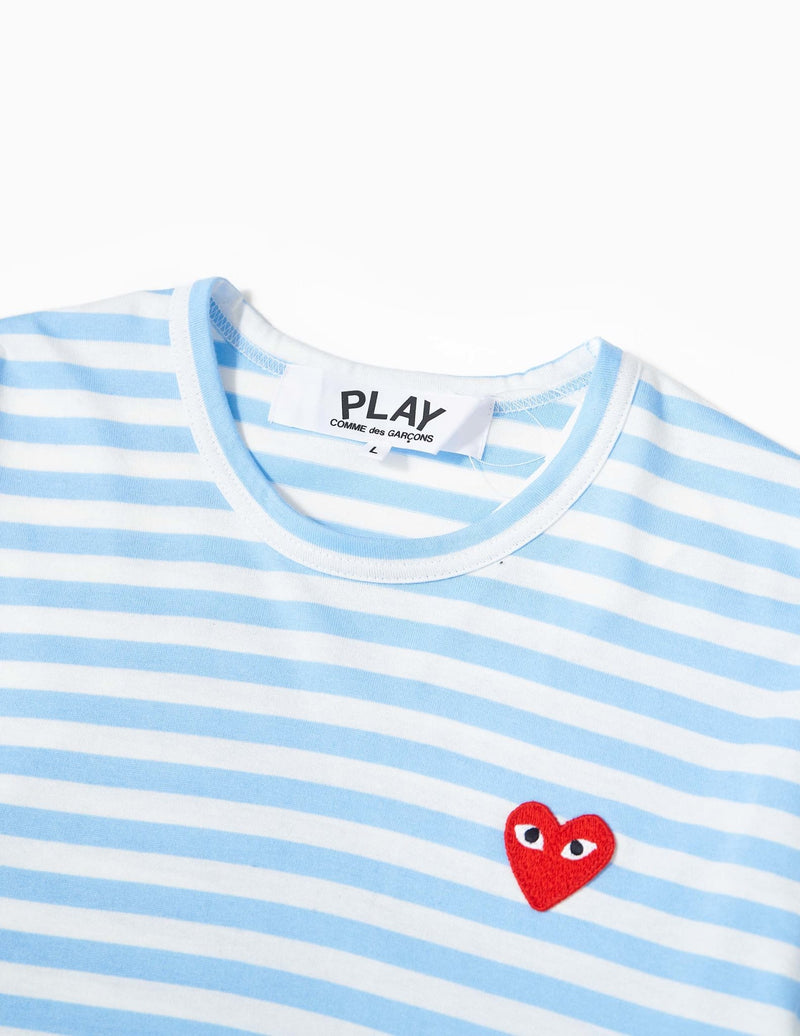 Play Red Heart Patch Striped T-Shirt - Comme Des Garçons - Danali - P1T278-Blue-M