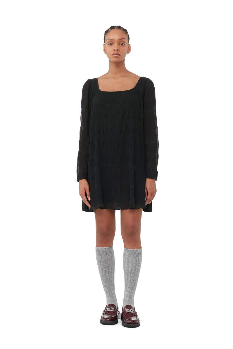 Pleated Georgette Mini Dress - Ganni - Danali - F8502-099-34