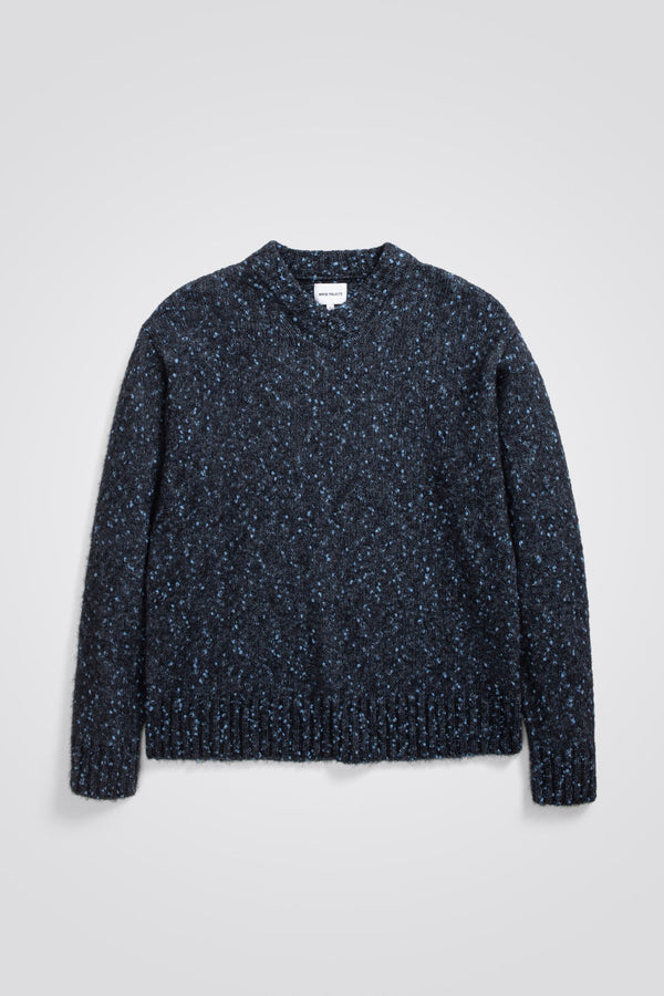 Rasmus Relaxed Tweed V-Neck Sweater - Norse Projects - Danali - N45-0592-LightStoneBlue-M