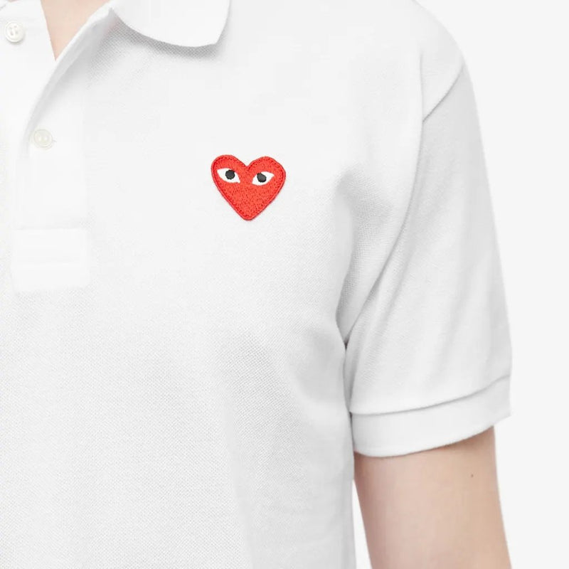 Red Heart Patch Polo Shirt - Comme Des Garçons - Danali - P1T006-White-M