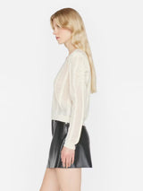 Ruched Sleeve L/S Pointelle Sweater - Frame - Danali - LWSW1822-OFFW-S