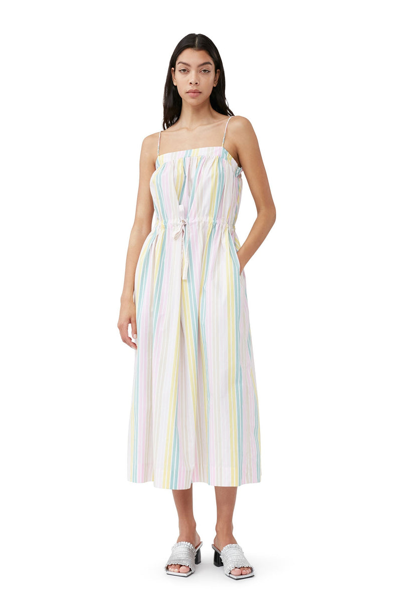 Stripe Cotton Maxi Strap Dress - Ganni - Danali - F7766-999-34