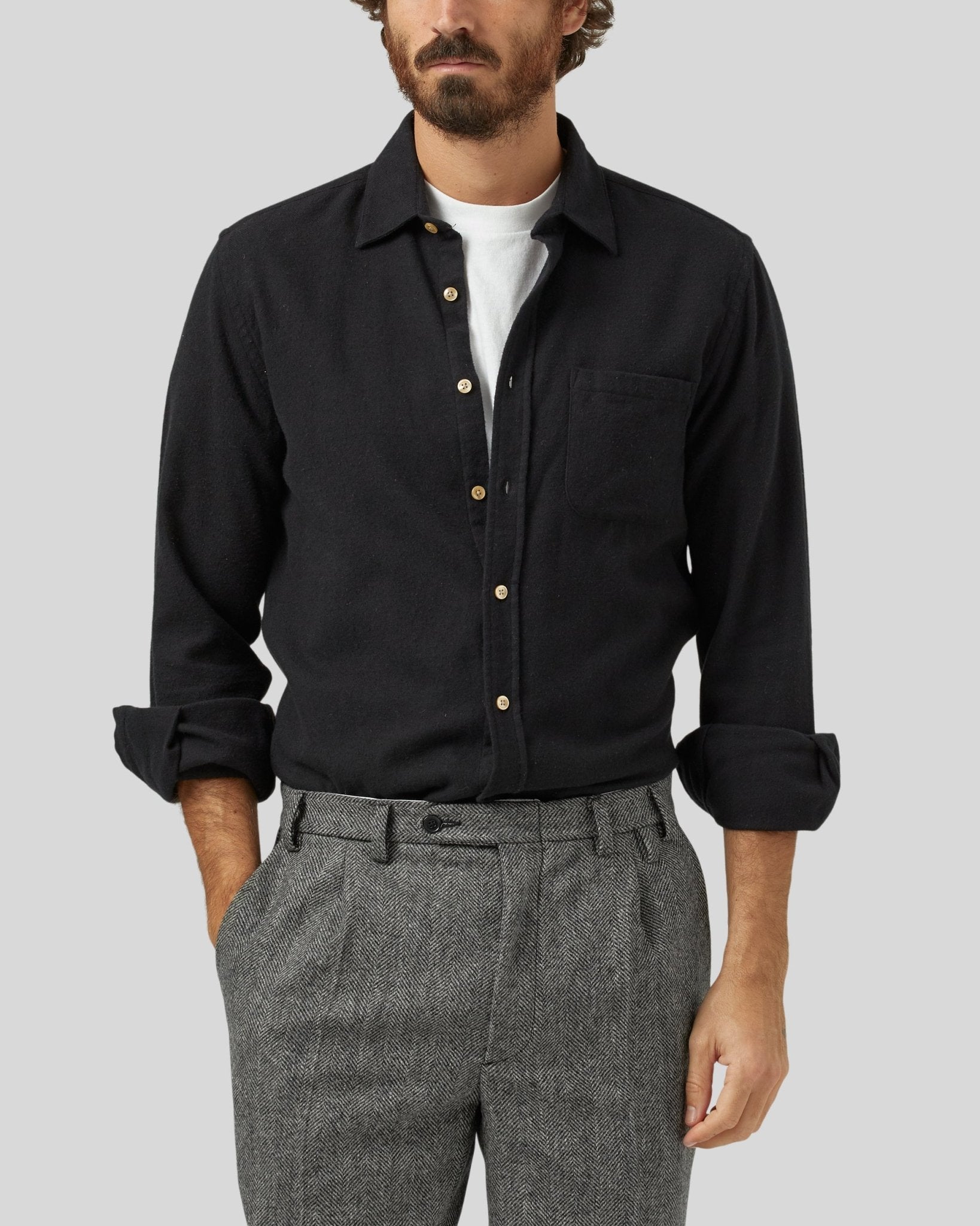 Teca Flannel Shirt - Portuguese Flannel - Danali - TECA-BLACK-M