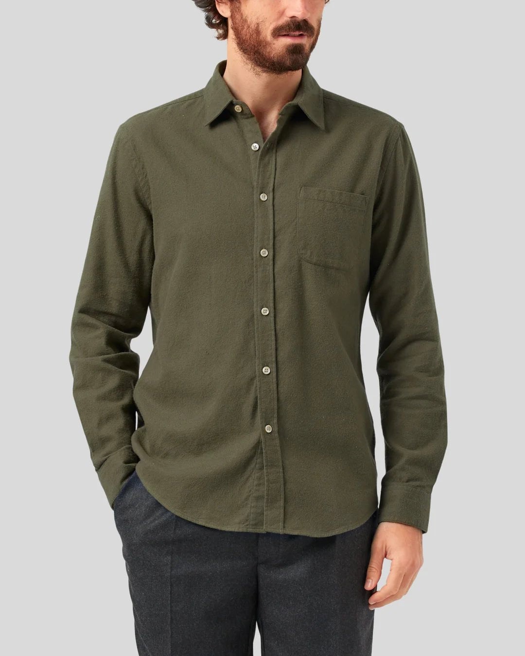 Teca Flannel Shirt - Portuguese Flannel - Danali - Teca-Olive-M